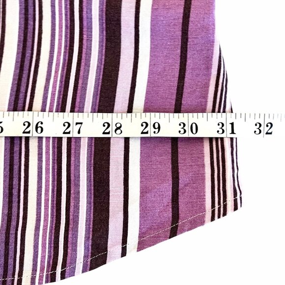 Lane Bryant Plus Size 26/28 Button Up Shirt Purple & White Striped Linen Blend - Picture 10 of 12